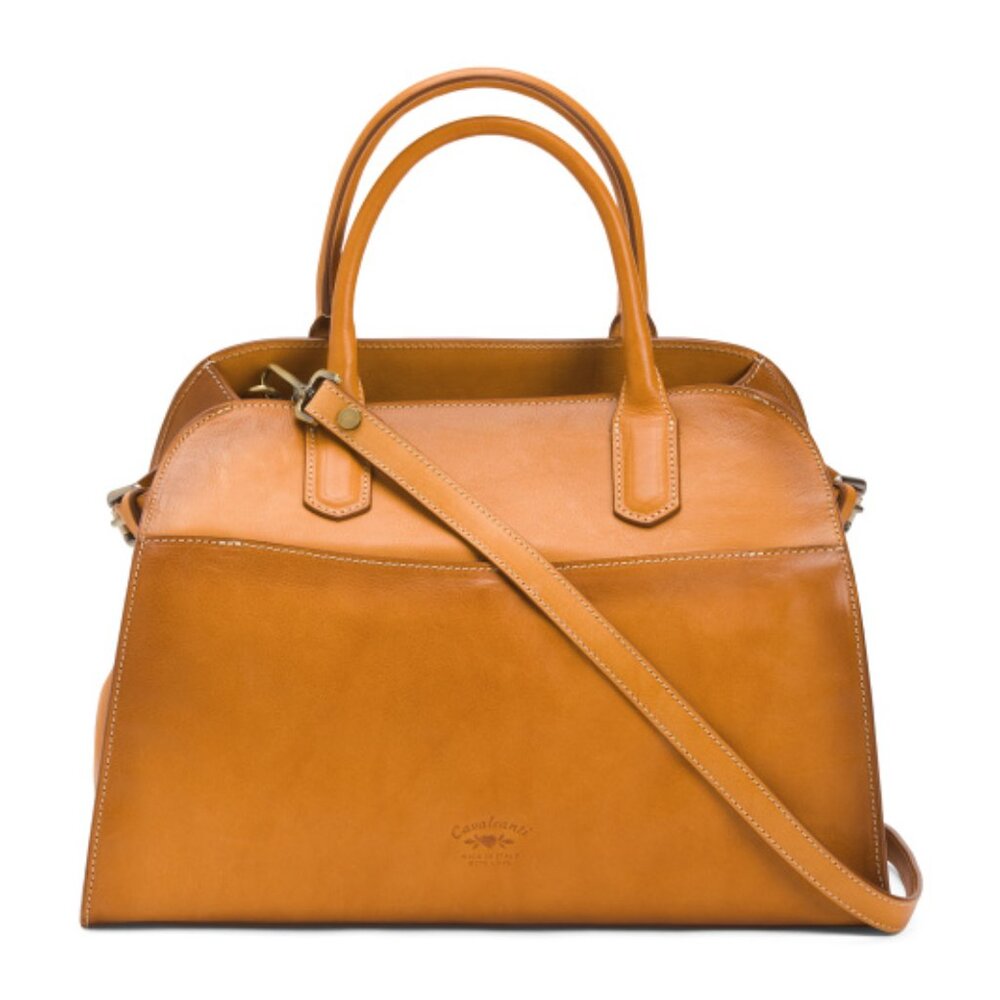 Viral CAVALCANTI Cuoio Burnished Italian Leather Satchel Crossbody Tote …